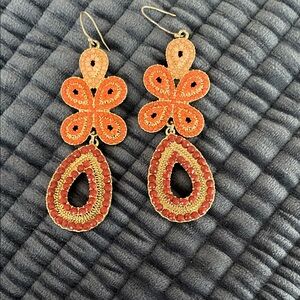 Stella and Dot-Vibrant Beaded Drop Earrings in Orange and Red